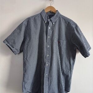 Ralph Lauren Golf Navy and White Gingham Short Sleeve Button-Down Shirt size L